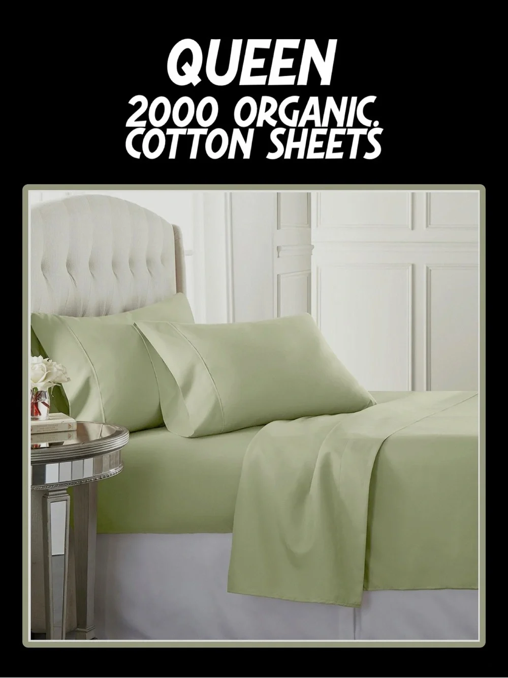 NIB 4 PC 2000 ORGANIC COTTON SHEET SET - QUEEN